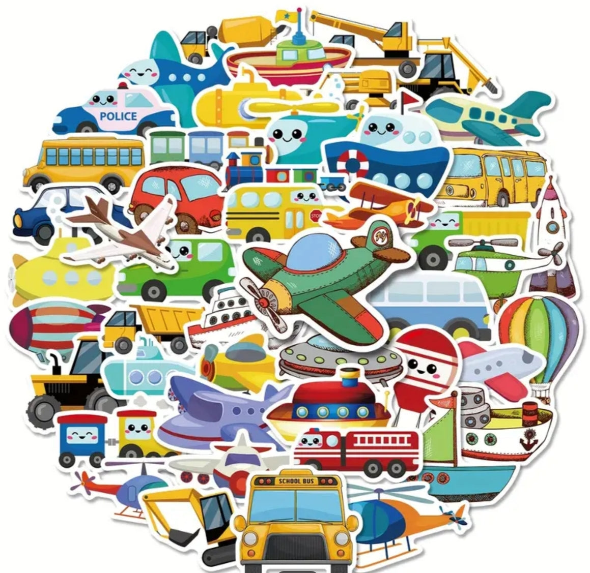 Lot de 10 stickers transports