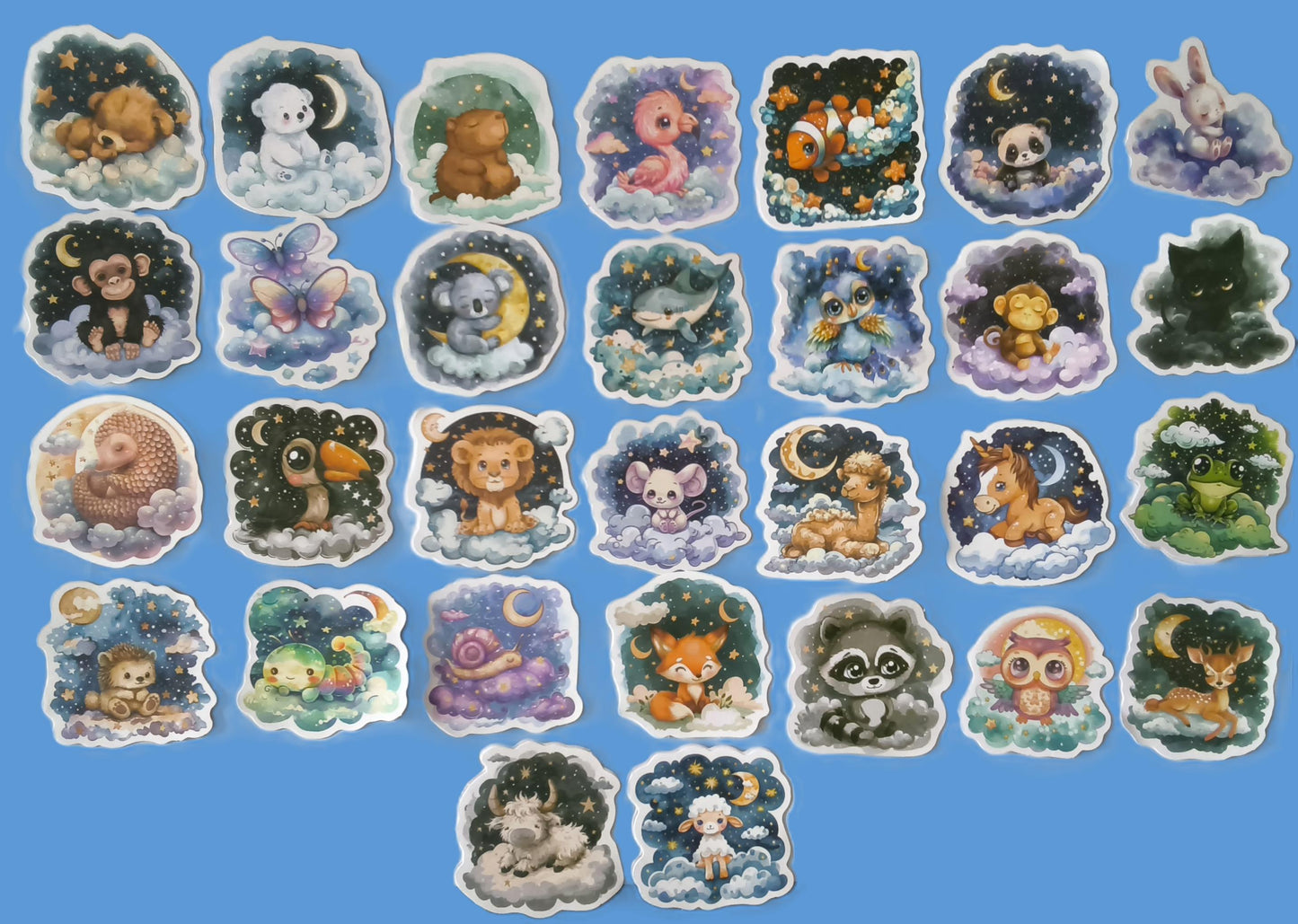 30 stickers Animaux monde de rêves