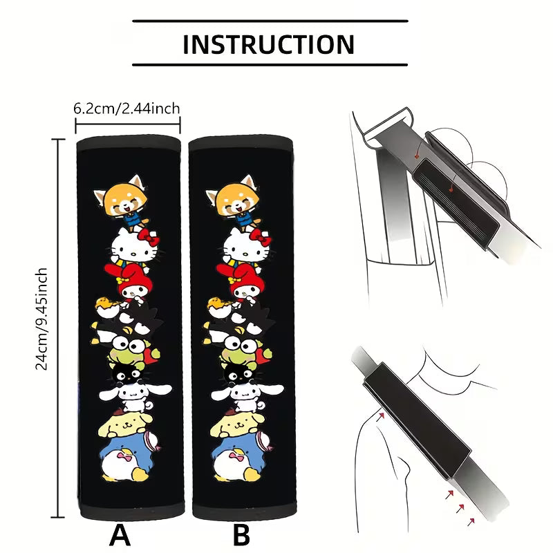 Protège ceinture de sécurité tout doux " Hello Kitty and friends " ( vendu par 2 )