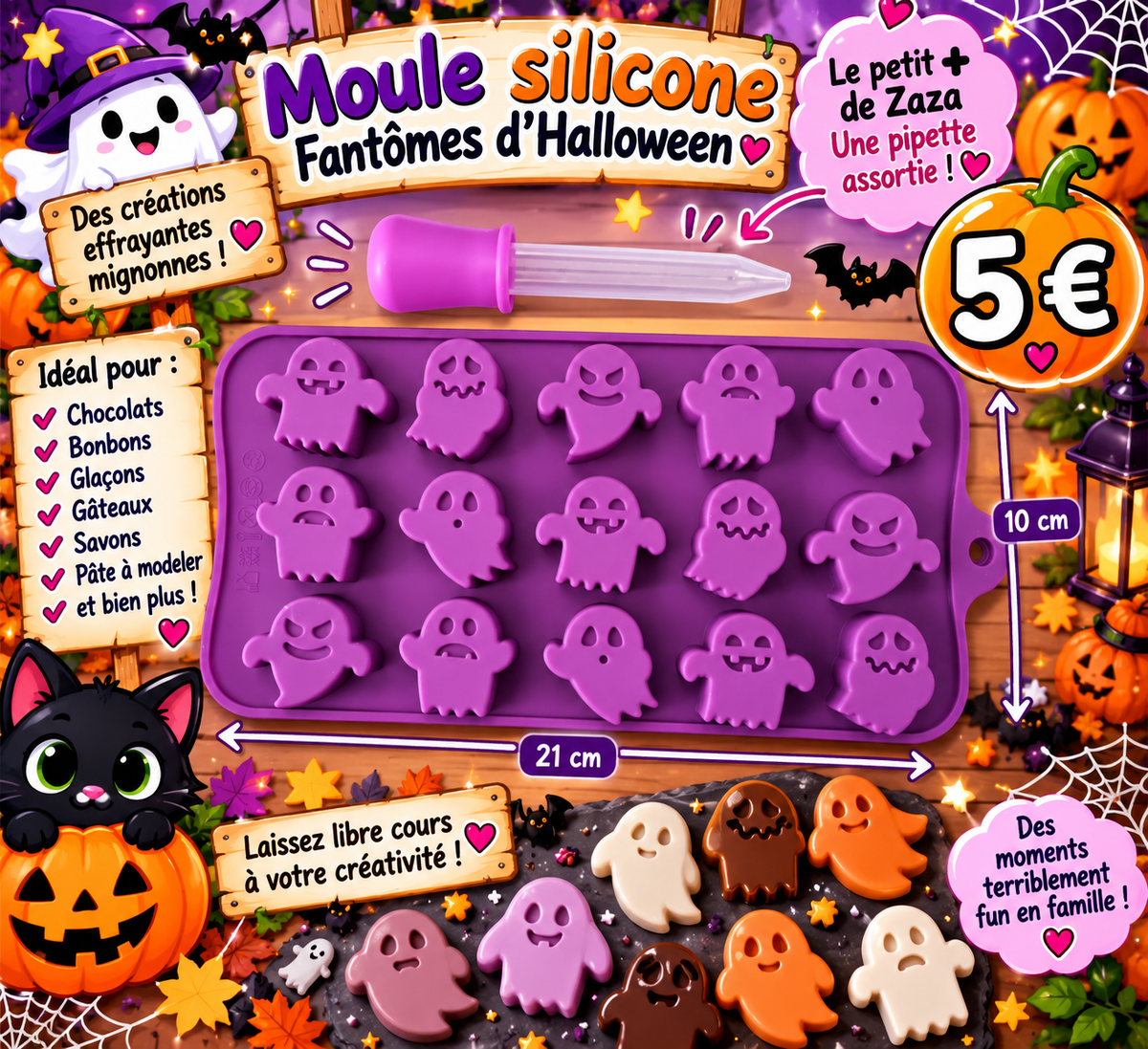 Moule silicone Fantômes d' Halloween