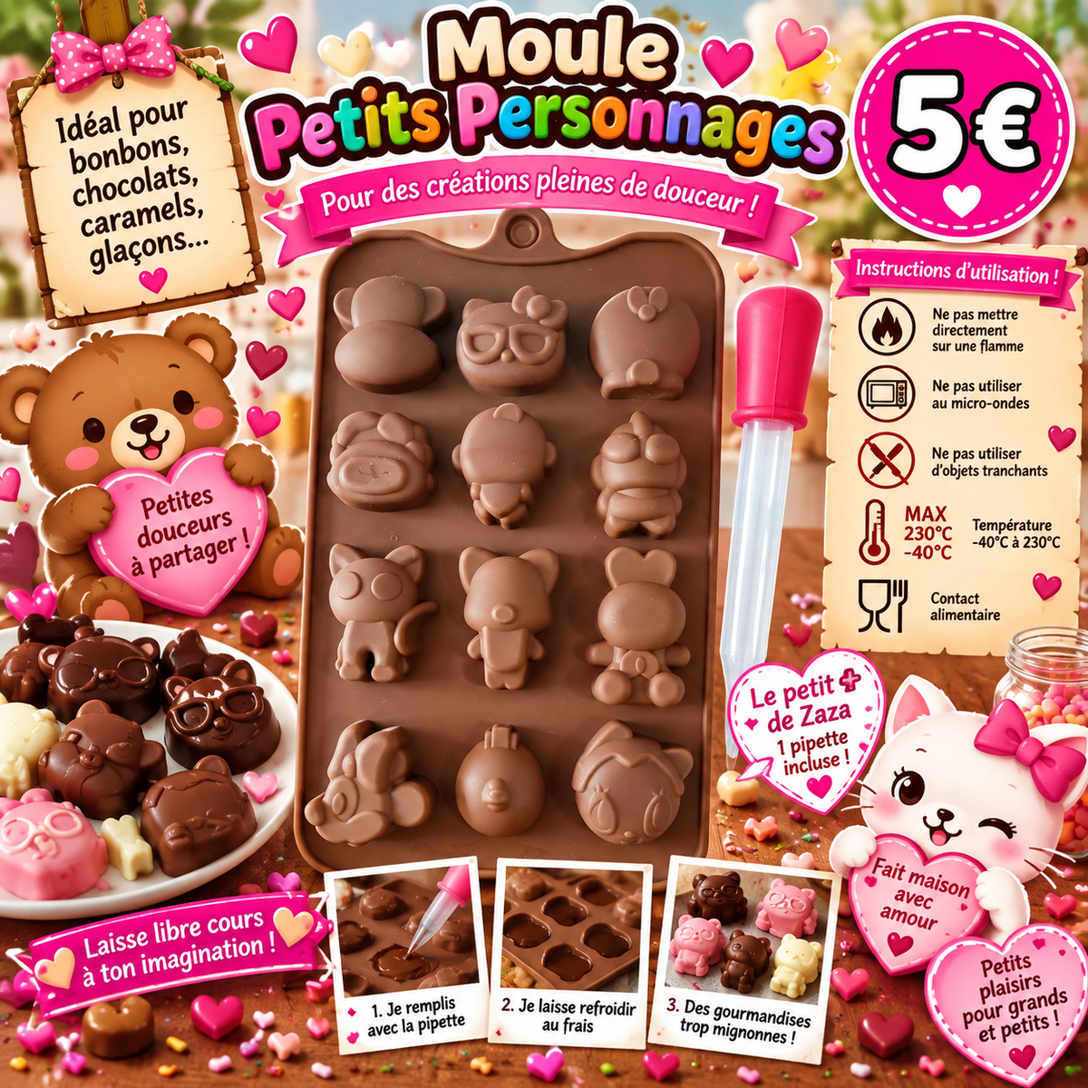 Moule silicone Petits personnages Kawaï