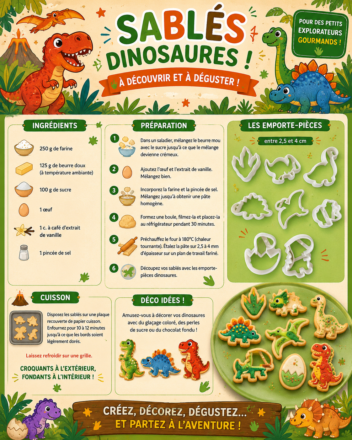 8 emporte pièces Dinosaures