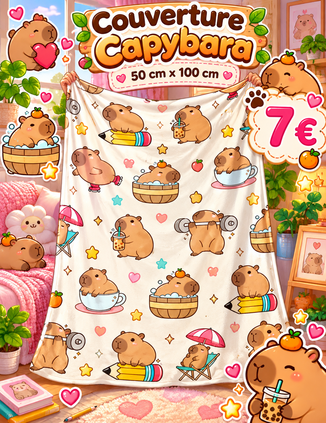 Couverture Capybara - 50 x 100