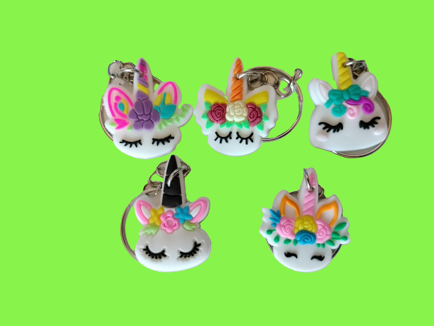 5 petits porte-clés licorne