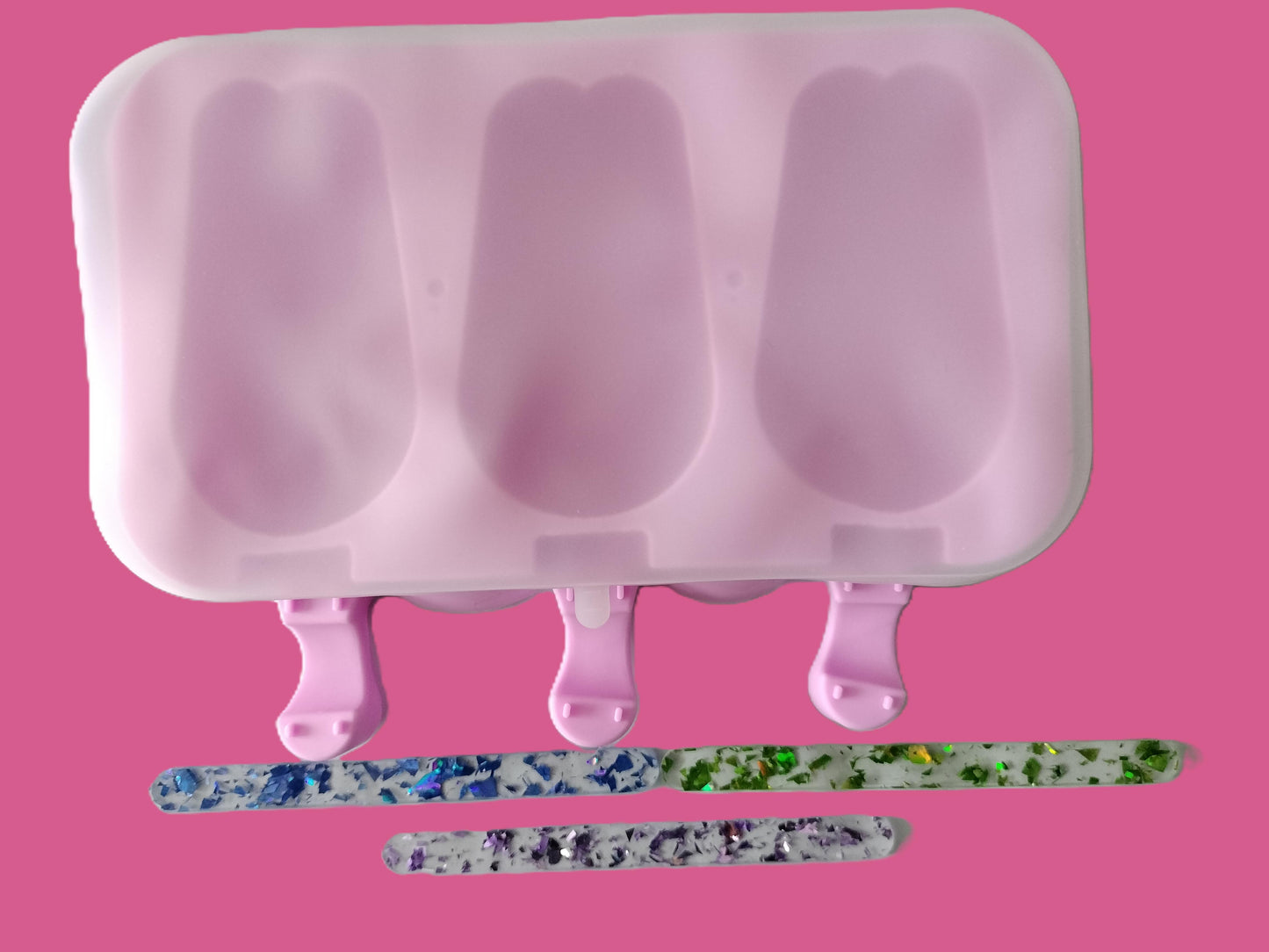 Moule à glaces Lapins + 3 batônnets réutilisables / lavables