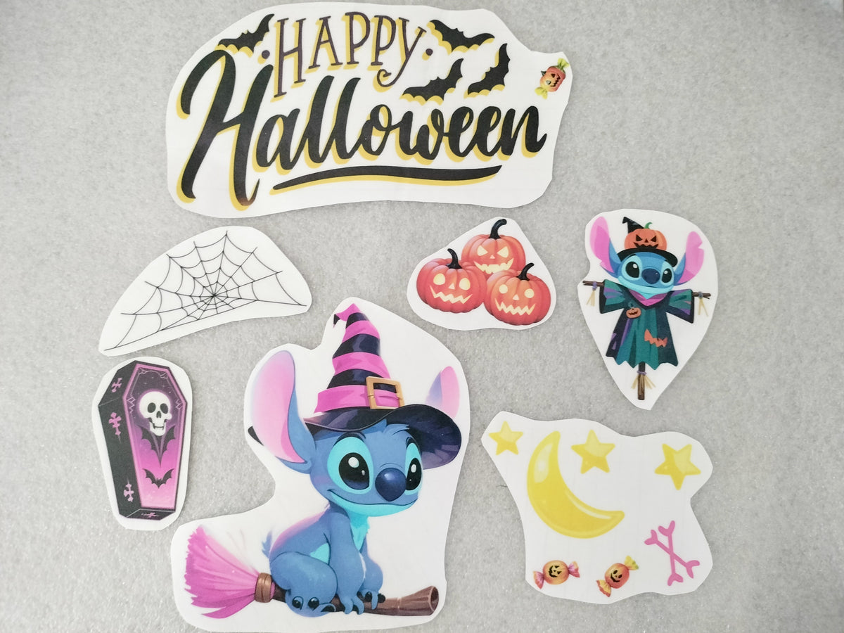 Décos vitro-statiques Stitch Halloween