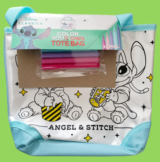 Sac à colorier Stitch & Angel + 5 feutres à tissus