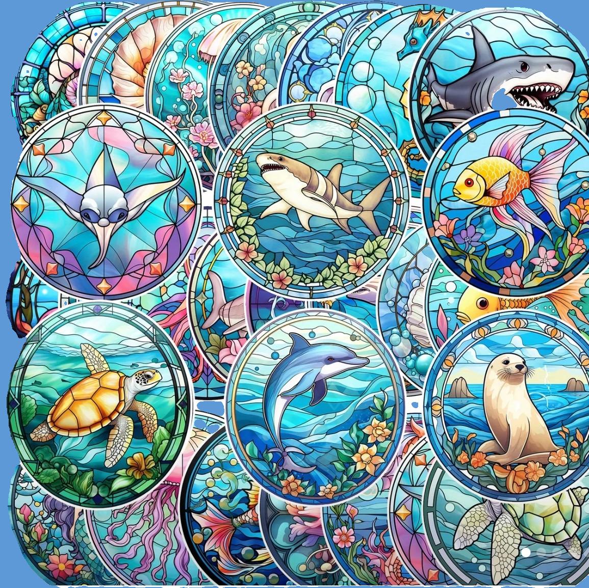 Lot de 10 stickers merveilles de l'océan