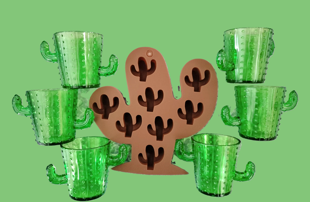 Kit Cactus 6 petits verres + 1 moule silicone Cactus