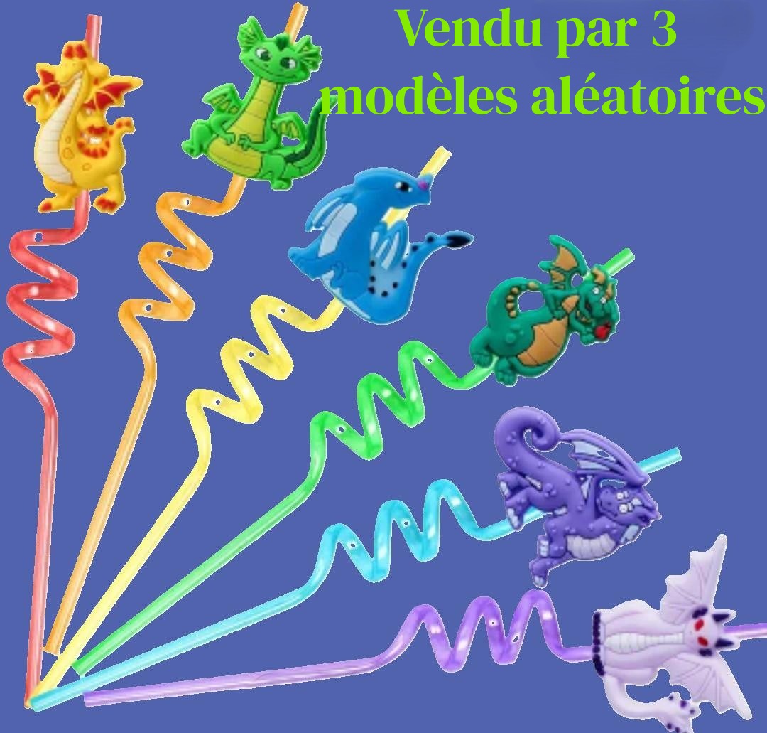 3 pailles torsadées Dragons