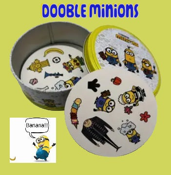 Kit anniversaire Minions : jeu dooble , serviettes , cake topper , banderole et 4 lunettes Minions