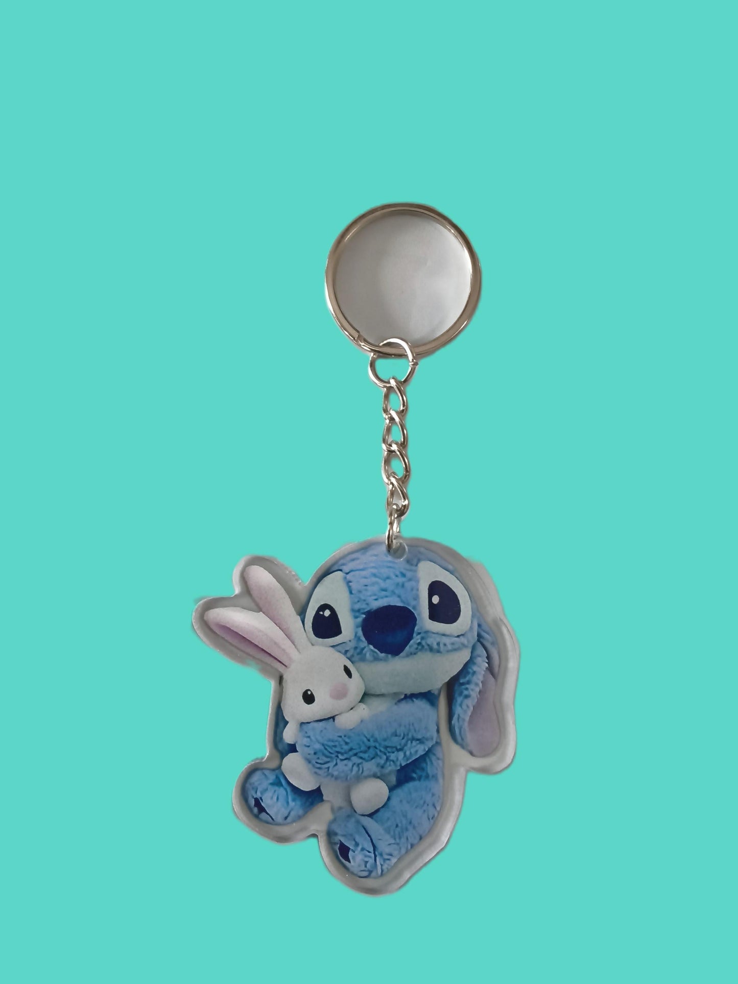 Porte clés Stitch 2D avec un lapin
