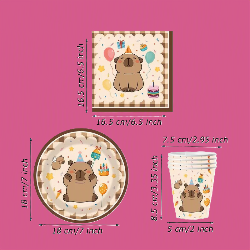 Kit anniversaire Capybara 30 pièces + 1 nappe