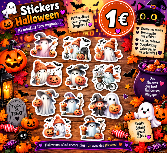 10 stickers Fantômes d' Halloween