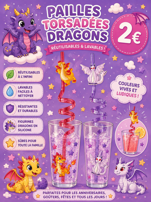 2 pailles torsadées Dragons