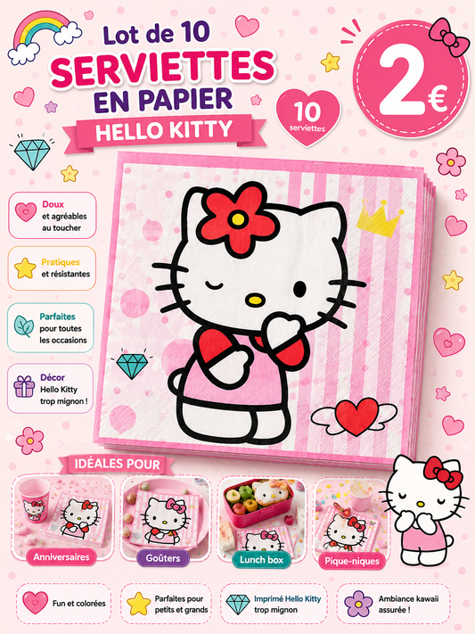 10 serviettes en papier Hello Kitty