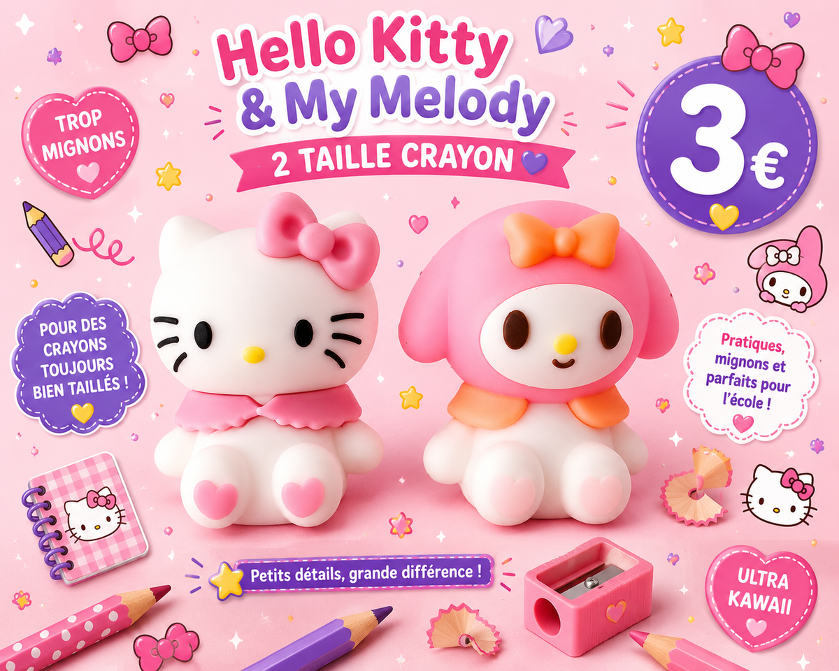 2 taille- crayons Hello Kitty & My Melody
