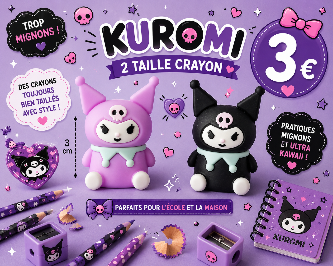 2 taille-crayons Kuromi