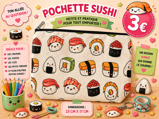 Pochette sushis kawaï