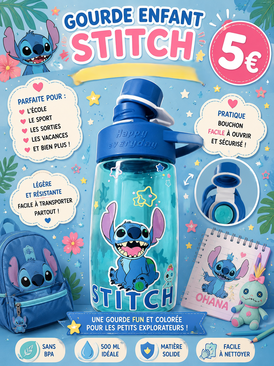 Petite gourde Stitch - 500 ml