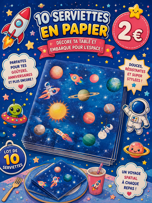10 serviettes en papier thème Espace