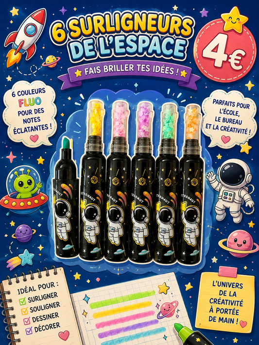 6 surligneurs fluos Espace