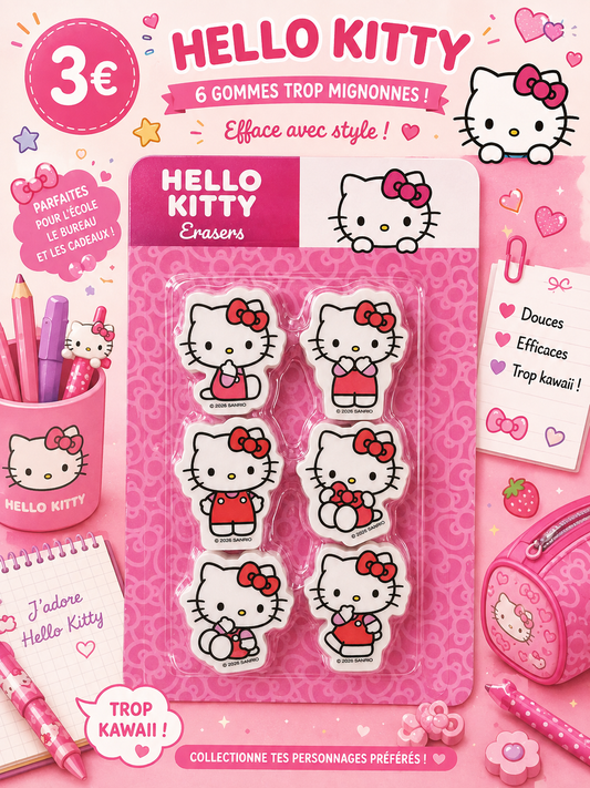 6 gommes Hello Kitty