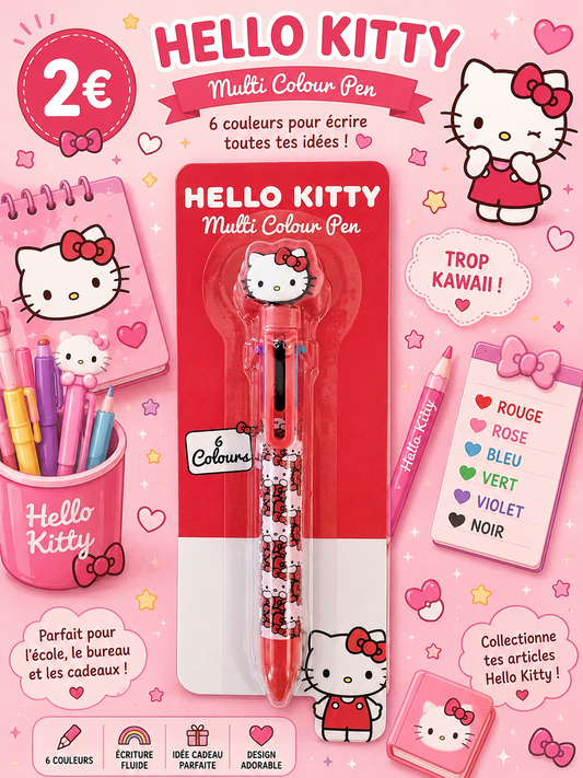 Stylo 6 couleurs Hello Kitty