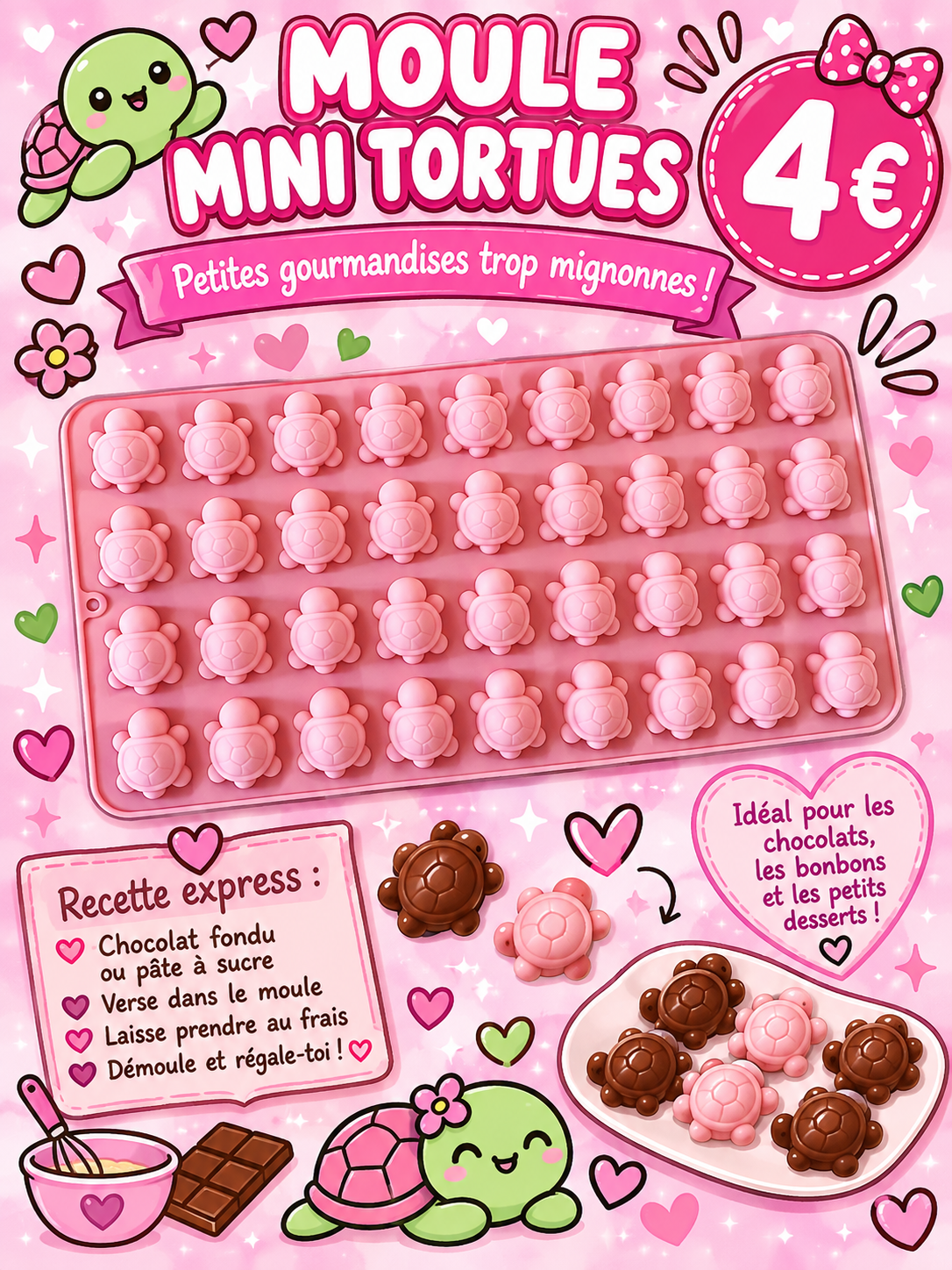 Moule silicone 36 mini Tortues