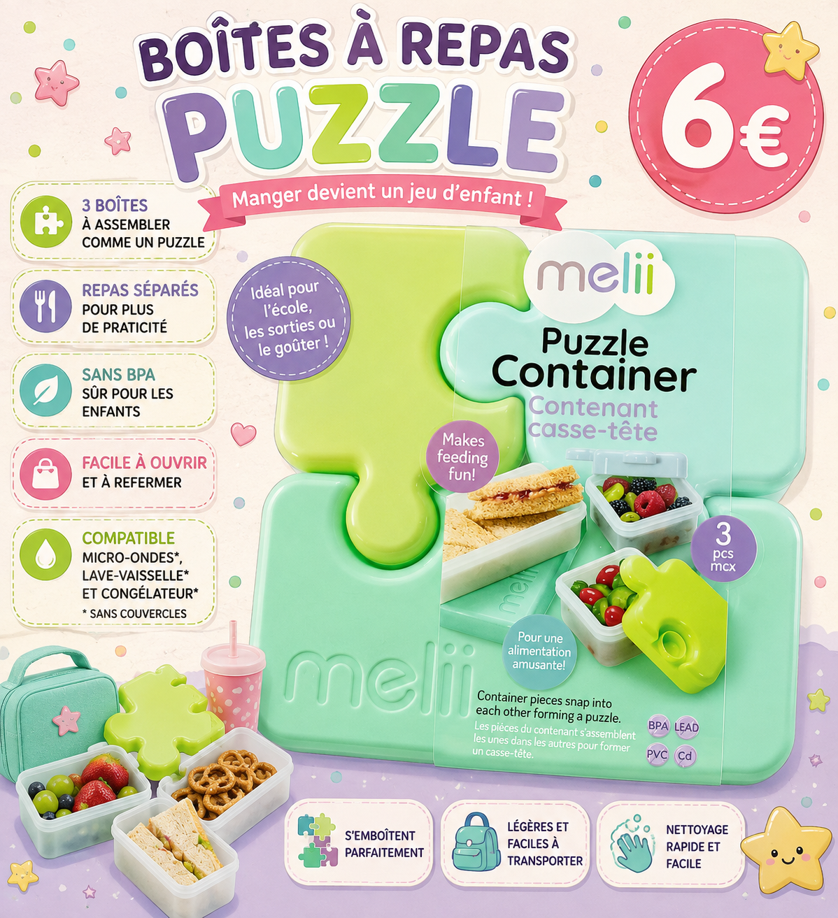 3 Boîtes repas Puzzle