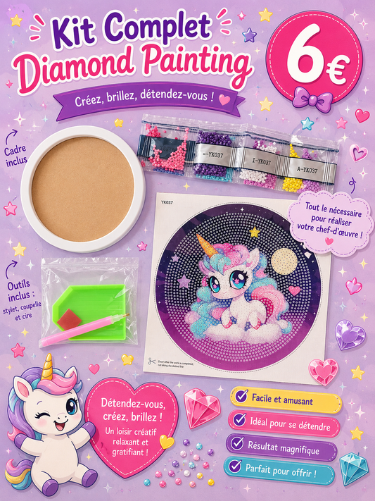 Kit complet Diamond painting Licorne