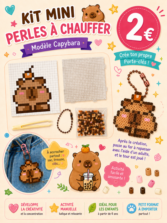 Kit mini perles à chauffer - Capybara - porte clés