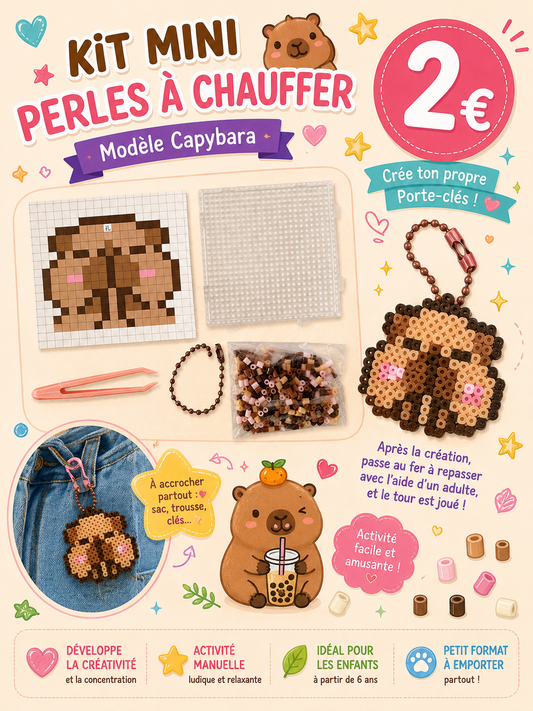 Kit mini perles à chauffer - Capybara porte-clés
