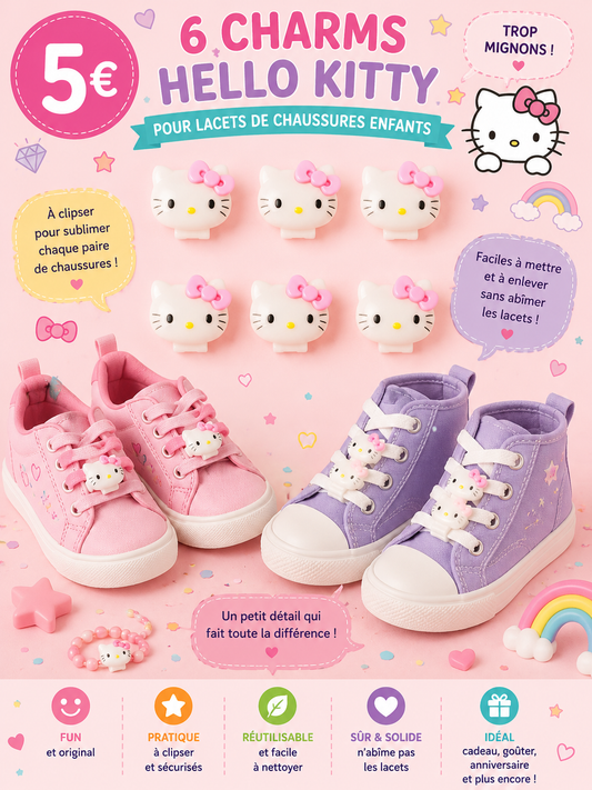 6 charms pour lacets Hello Kitty
