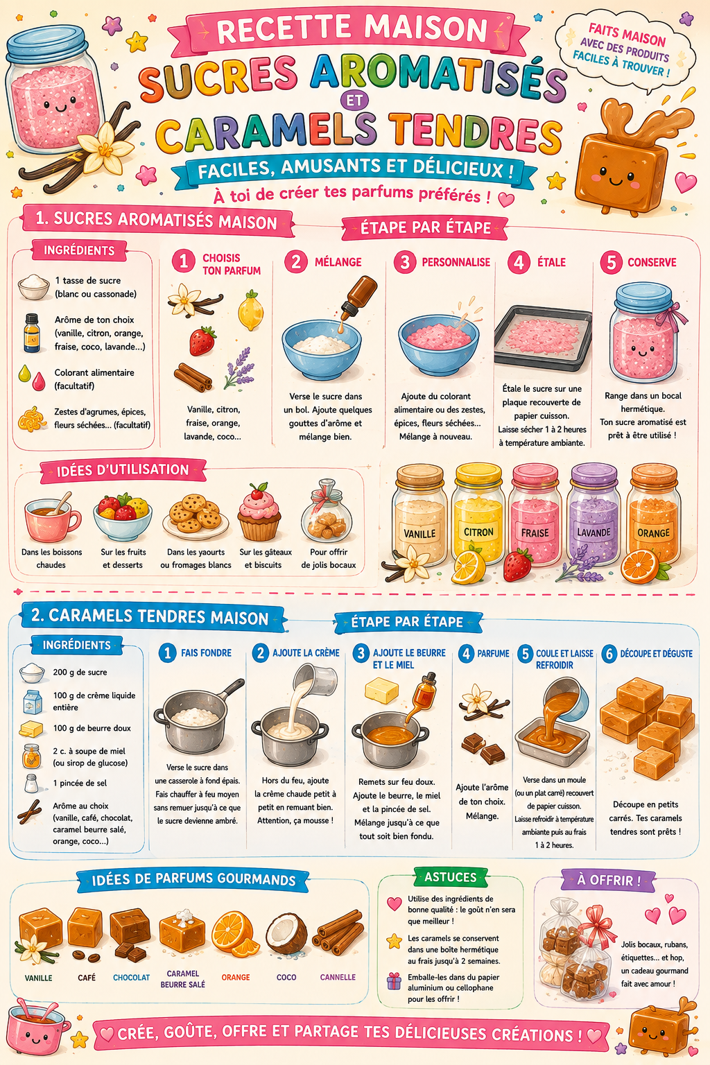 Fiche recette sucres aromatisés et caramels tendres