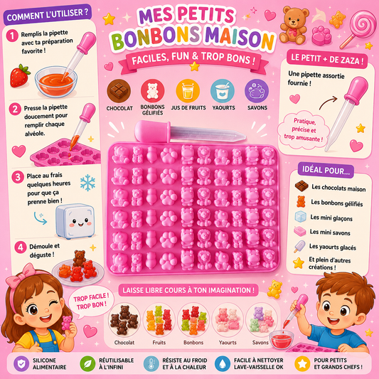 Moule silicone mini animaux + 1 pipette