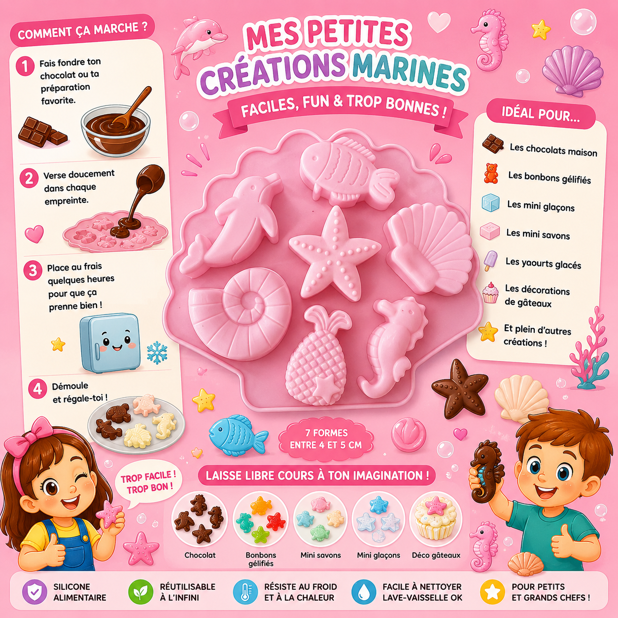 Moule silicone Coquillage rose