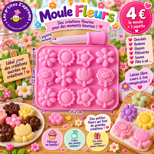 Moule silicone Fleurs + 1 pipette