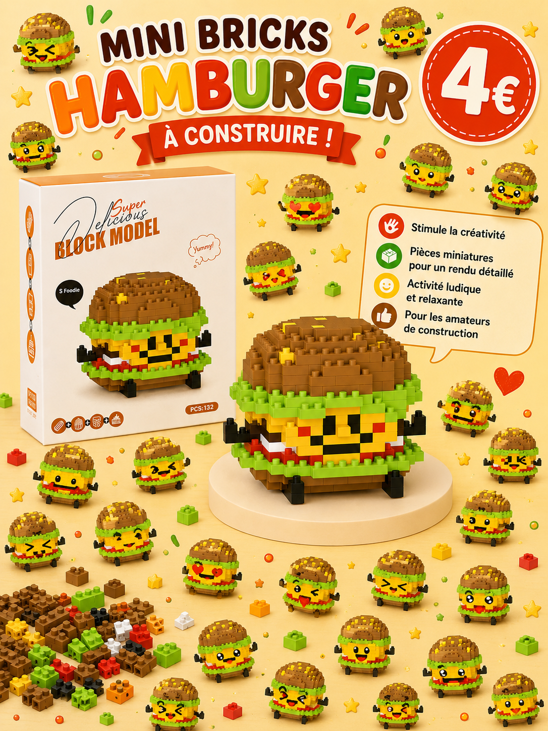 Mini bricks de construction - Hamburger
