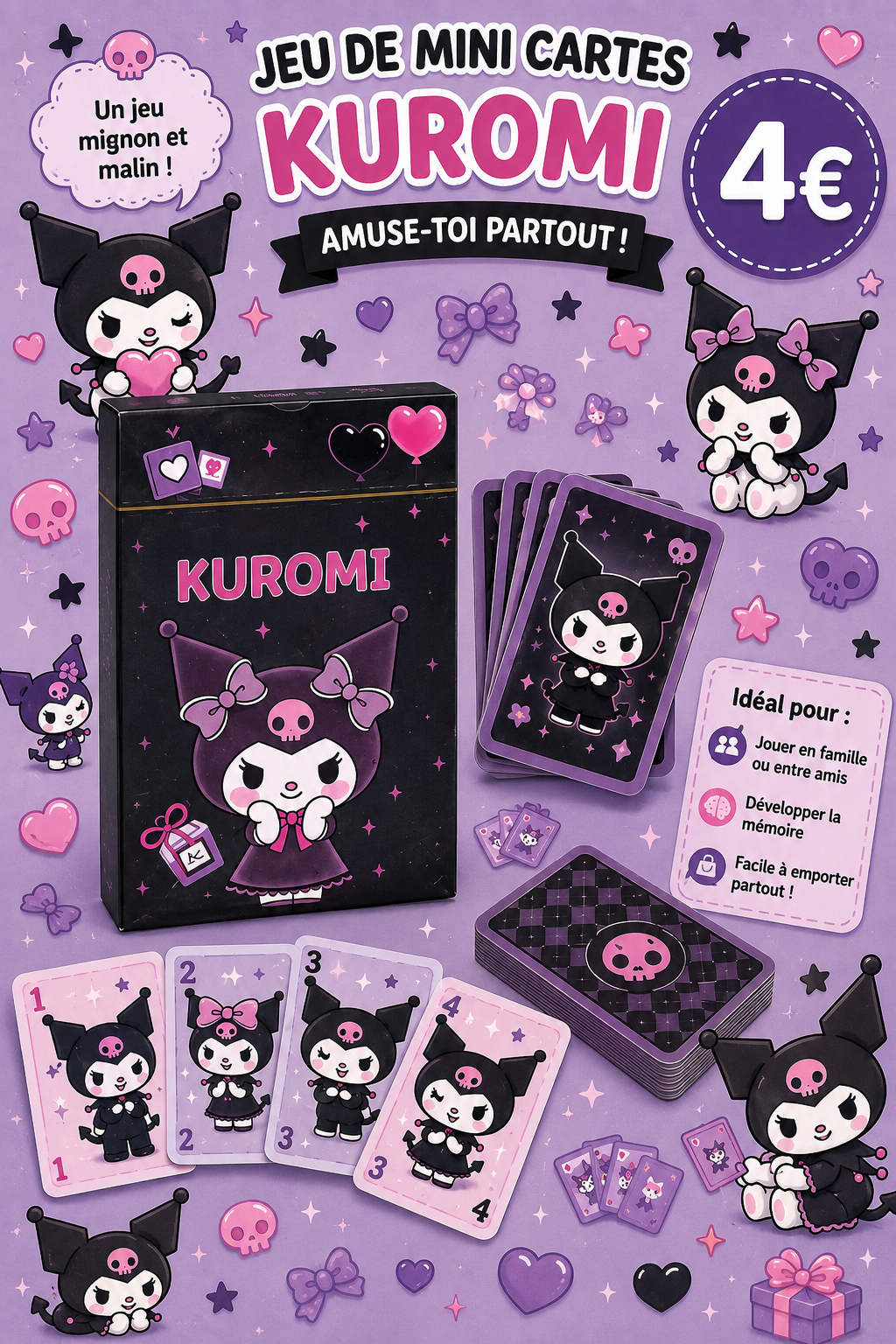 Mini jeu de cartes Kuromi
