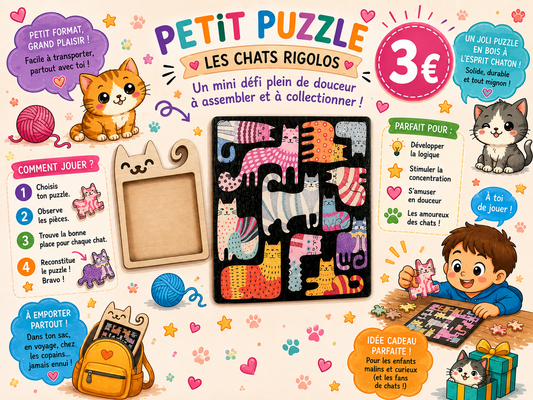 Mini puzzle en bois - Chats