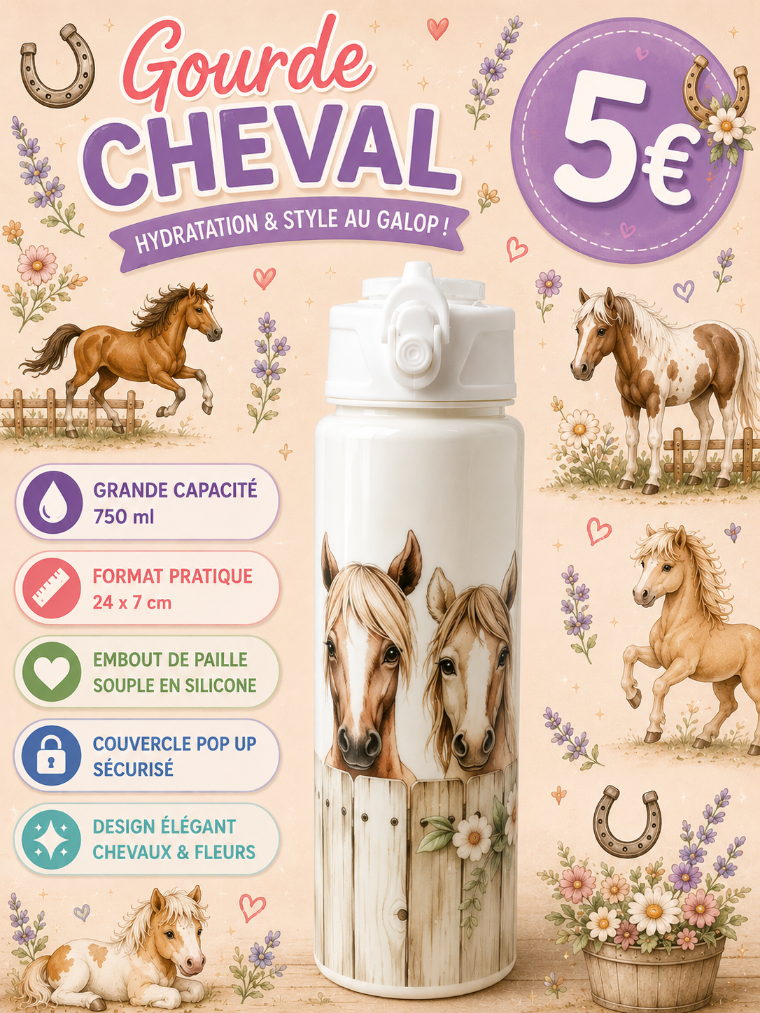 Gourde 5 Chevaux