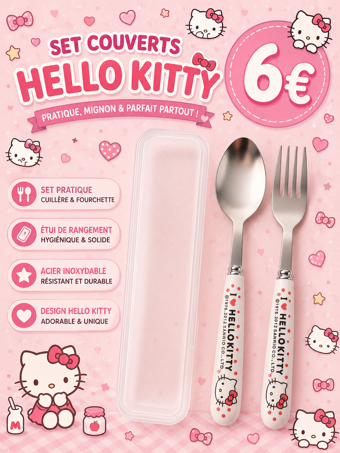 Boite 2 couverts Hello Kitty
