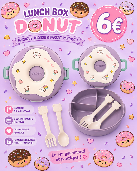 Lunch box ronde + 2 couverts