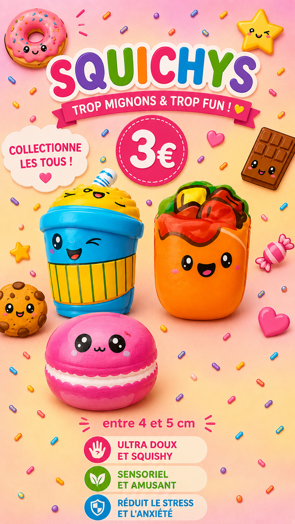 3 squishys Gourmandi'Z