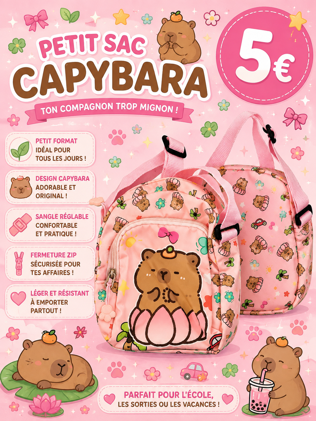 Petit sac à bandoulière Capybara