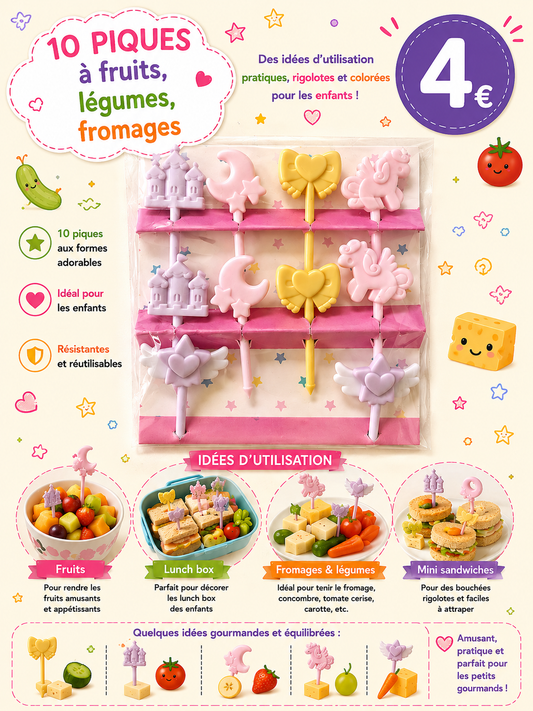 10 piques fruits / légumes / fromages lunch box