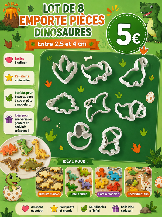 8 emporte pièces Dinosaures + 1 recette