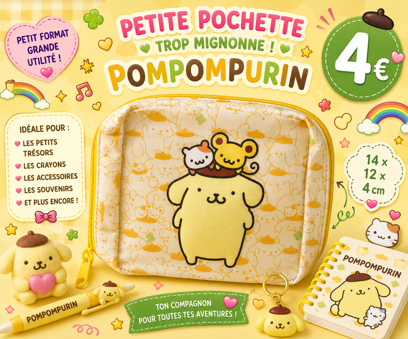 Pochette Pompom purin