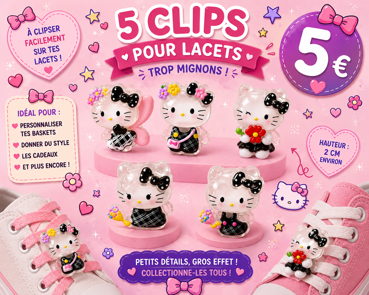 5 Charms pour lacets Hello kitty